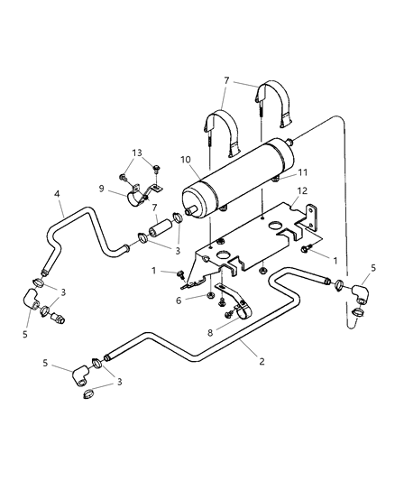 2001 Dodge Ram 2500 Regular Cab Transmission Oil Cooler & Lines Diagram 1
