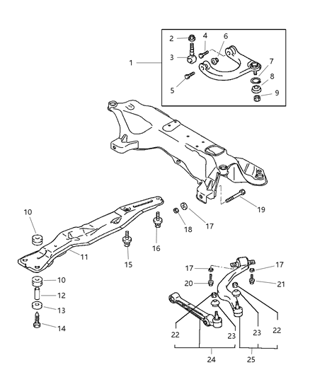 1999 Chrysler Sebring BUSHING-Front Axle CROSSMEMBER Diagram for MR311113