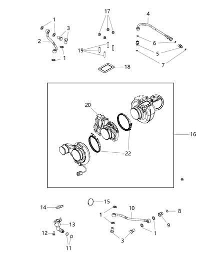 2012 Ram 3500 Turbocharger & Oil Lines/Hoses Diagram