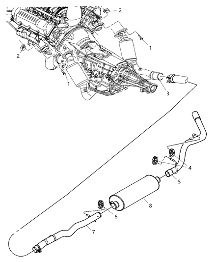 2007 Dodge Dakota Exhaust Muffler Diagram for 52103677AF