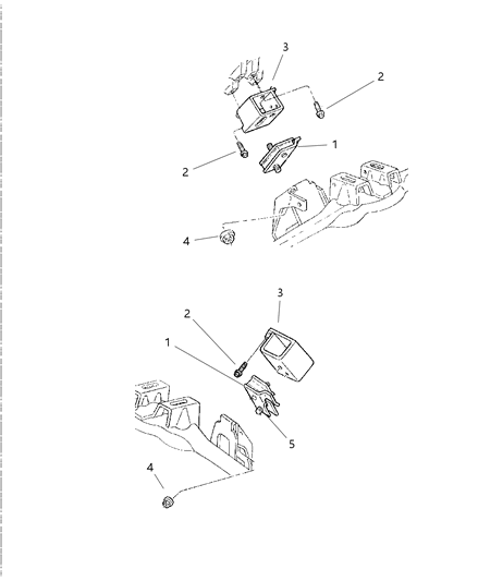 2000 Dodge Ram Wagon Engine Mounting, Front Diagram 1