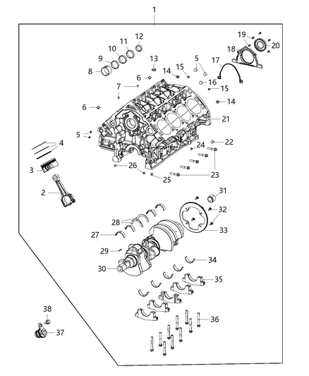 2020 Dodge Challenger Bolt-Hex FLANGE Head Diagram for 6513099AA