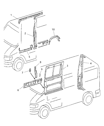 2006 Dodge Sprinter 2500 Sill Reinforcement Support Diagram for 5104171AA