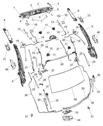 2008 Chrysler Sebring Cover-Folding Top Side Rail LINKA Diagram for 68026969AA