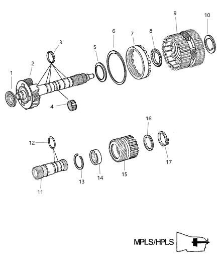 2006 Dodge Sprinter 2500 Center & Rear Planetary Set - Output Shaft Diagram