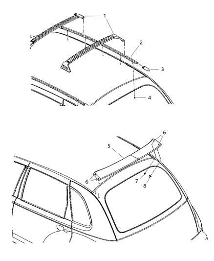2007 Chrysler PT Cruiser Rail-Luggage Rack Side Diagram for 5303729AA