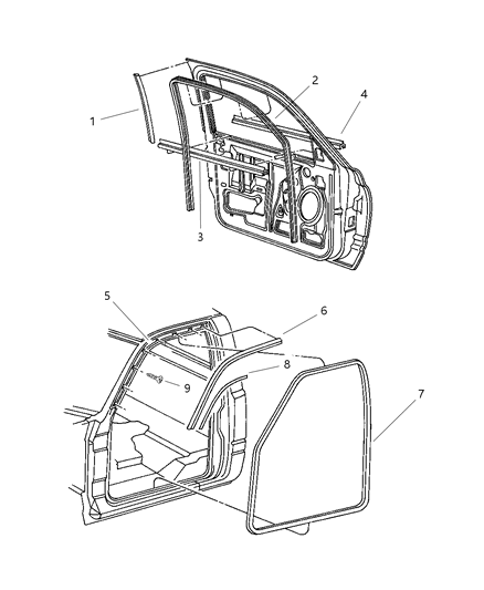 1997 Dodge Ram 3500 Door, Front Weatherstrips & Seal Diagram