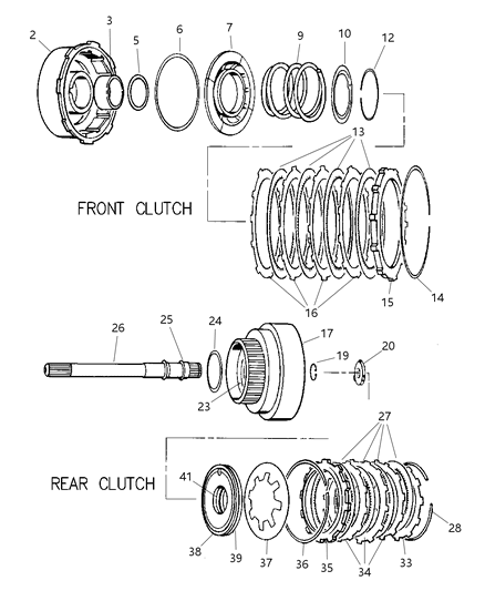 2004 Jeep Grand Cherokee Clutch , Front & Rear Diagram