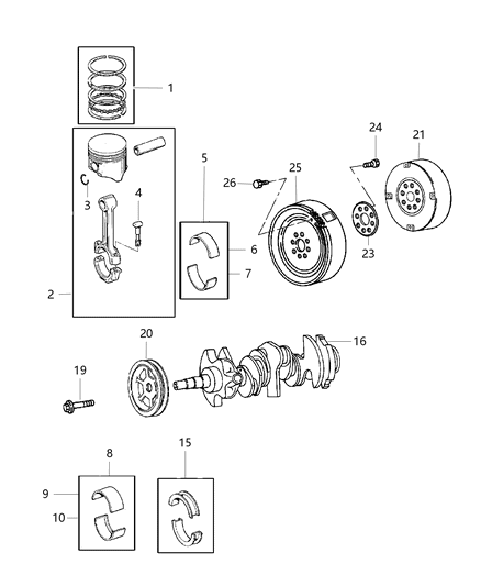 2006 Chrysler Pacifica Crankshaft , Piston And Torque Converter Diagram 1