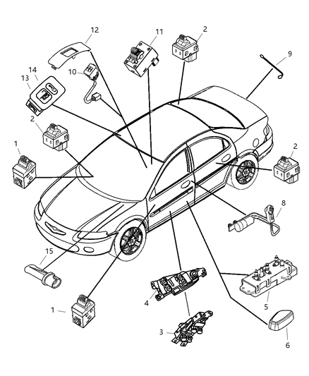 2006 Chrysler Sebring RETAINER-SUNROOF Switch Diagram for JX24TL2AC