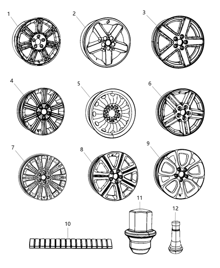 2011 Dodge Avenger Wheels & Hardware Diagram