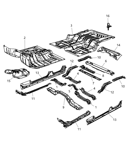 2012 Jeep Wrangler Pan-Rear Floor Diagram for 68088060AA