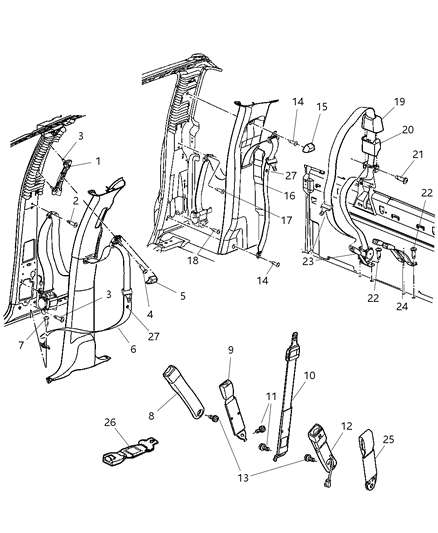 2006 Dodge Ram 2500 Tip Half Seat Belt Diagram for 5GW30BD5AC