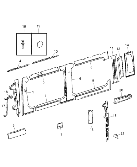 2007 Dodge Sprinter 2500 Inner Paneling, Window Diagram