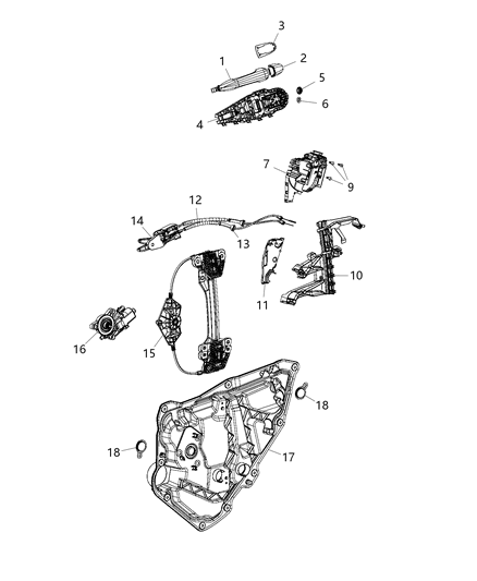 2016 Chrysler 200 Rear Door Window Regulator Diagram for 68249045AA