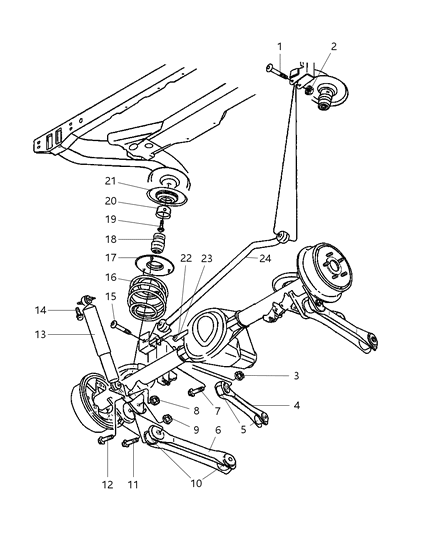 2005 Jeep Wrangler Suspension - Rear With Shocks, Springs And Track Bar Diagram