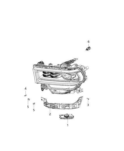 2020 Ram 3500 Cab Chassis Parts, Headlamp Service Diagram 2