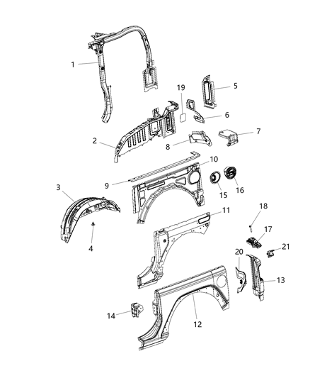 2020 Jeep Wrangler Quarter Diagram for 68302724AE