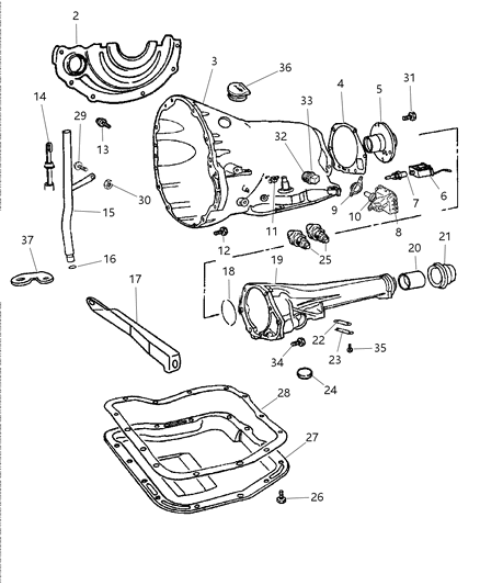 2003 Dodge Ram Van Case & Related Parts Diagram 1