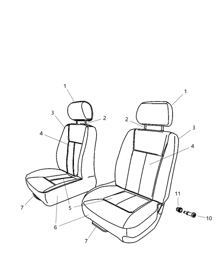 2009 Dodge Dakota Front Seat Cushion Cover Diagram for 1JM731D5AA