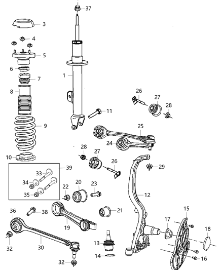 2013 Chrysler 300 Front Steering Knuckle Diagram for 5168421AD