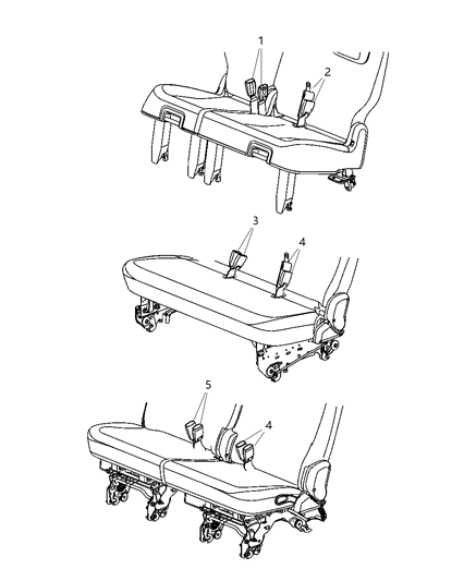 2007 Dodge Grand Caravan 3 Passenger Inner Seat Belt Diagram for RK981J3AB