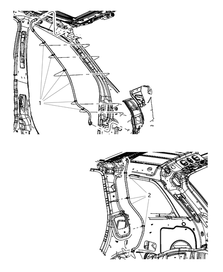 2020 Dodge Durango Sunroof Drain Hoses Diagram