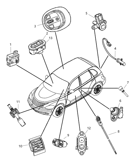 2005 Chrysler PT Cruiser Switch-Power Window Diagram for 1DX311L8AA