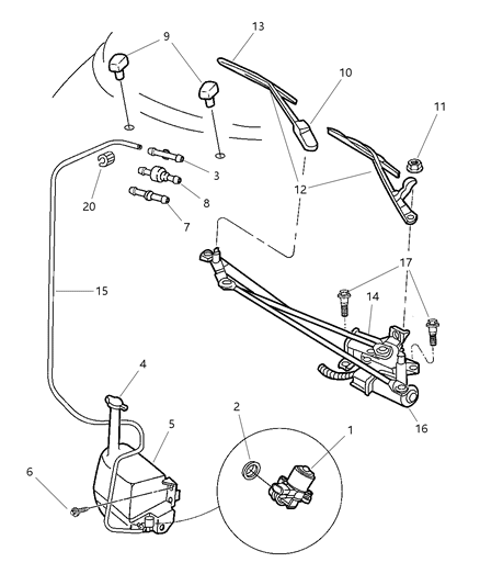 1997 Chrysler Cirrus Windshield Wiper & Washer System Diagram