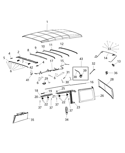 2019 Jeep Wrangler Window-Quarter Diagram for 5VP91FX9AF