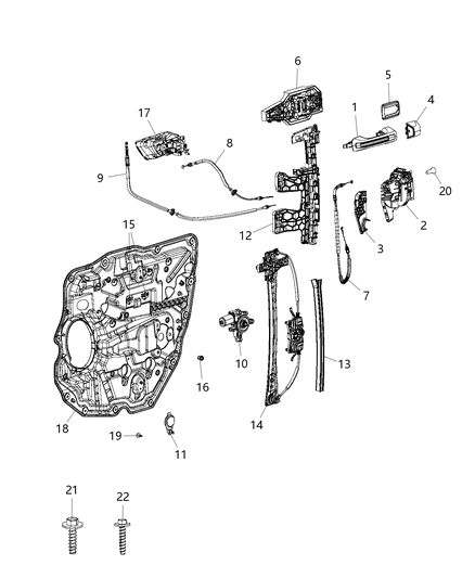 2019 Ram 1500 Rear Door Window Regulator Diagram for 68321317AA