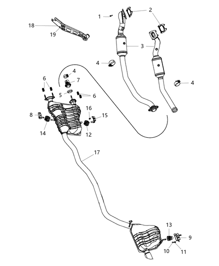 2015 Dodge Durango Exhaust Muffler And Tailpipe Diagram for 52124623AK