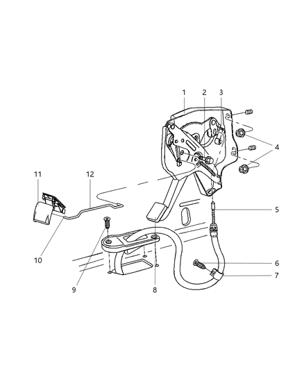 2001 Dodge Ram 2500 Quad & Club Cab Parking Brake Lever Diagram