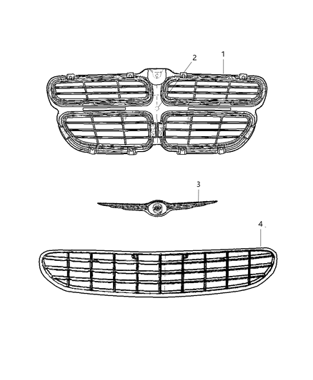 2005 Chrysler Sebring Grille-Radiator Diagram for 4805892AC