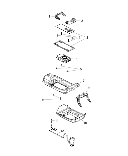 2017 Jeep Cherokee Floor Console Wireless Charging Components Diagram