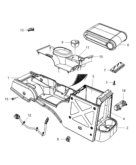 2009 Jeep Wrangler Consoles Full Diagram