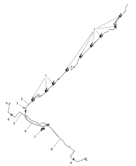 2009 Dodge Dakota Brake Tubes & Hoses, Rear And Chassis Diagram