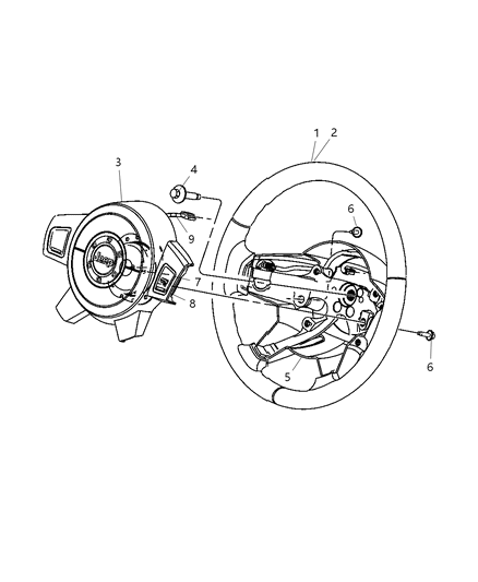 2007 Jeep Commander Cover-Steering Wheel Back Diagram for 1FM34ZJ8AA