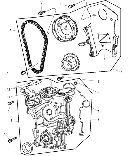 2007 Dodge Ram 2500 Timing Cover , Chain And Related Parts Diagram