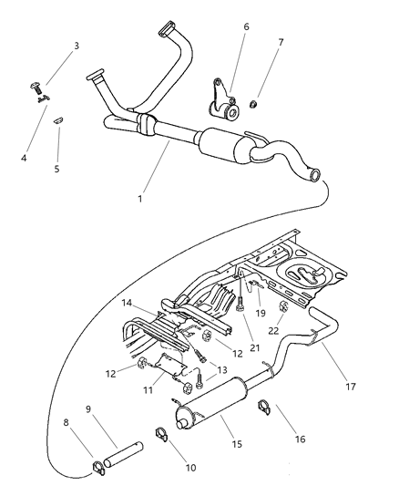 2001 Dodge Dakota Catalytic Converter Diagram for 52103296AE