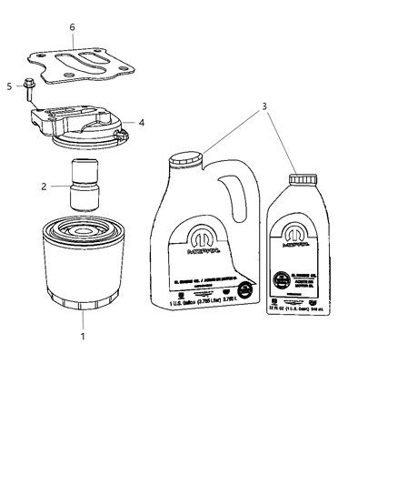 2008 Chrysler 300 Engine Oil Filter , Filter Adapter And Engine Oil Diagram 1