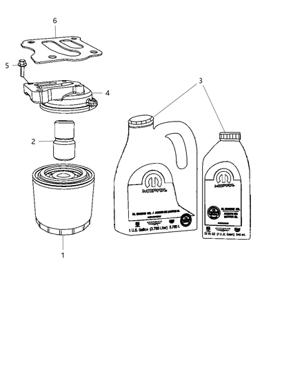 2008 Dodge Charger Engine Oil Filter , Filter Adapter And Engine Oil Diagram 1