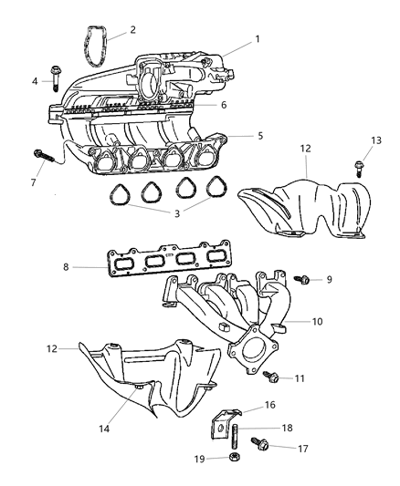 2004 Chrysler PT Cruiser Manifolds - Intake & Exhaust Diagram 4