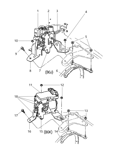 1998 Dodge Ram 2500 Quad & Club Cab Hydraulic Control Unit, Brake Diagram