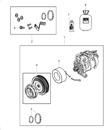 2016 Ram 2500 A/C Compressor & Related Parts Diagram