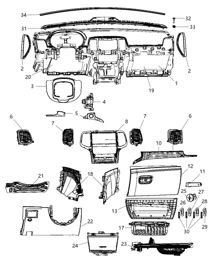 2013 Jeep Grand Cherokee Panel-Storage Diagram for 1QQ00DX9AG