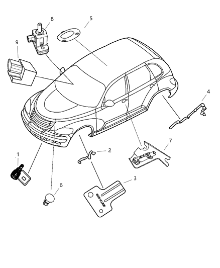 2006 Chrysler PT Cruiser Sensors - Body Diagram