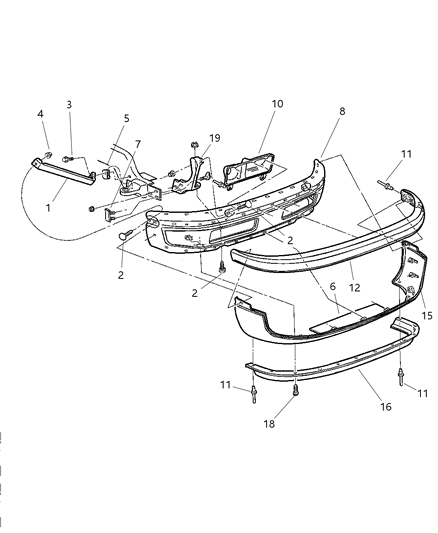 2000 Dodge Ram 2500 Quad & Club Cab Bumper, Front Diagram 1