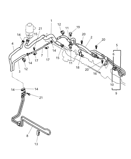 2002 Dodge Stratus Clamp-Power Steering Hose Diagram for MB910674