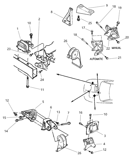 1998 Chrysler Sebring Engine Mounts Diagram 1